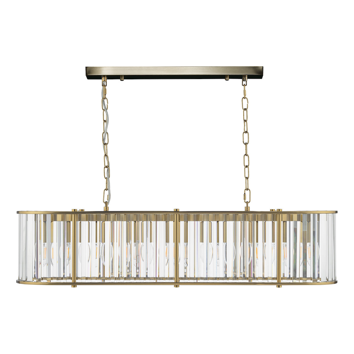 Freyza - Dar Kiran 7 Light Bar Pendant Natural Brass and Glass