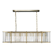 Freyza - Dar Kiran 7 Light Bar Pendant Natural Brass and Glass