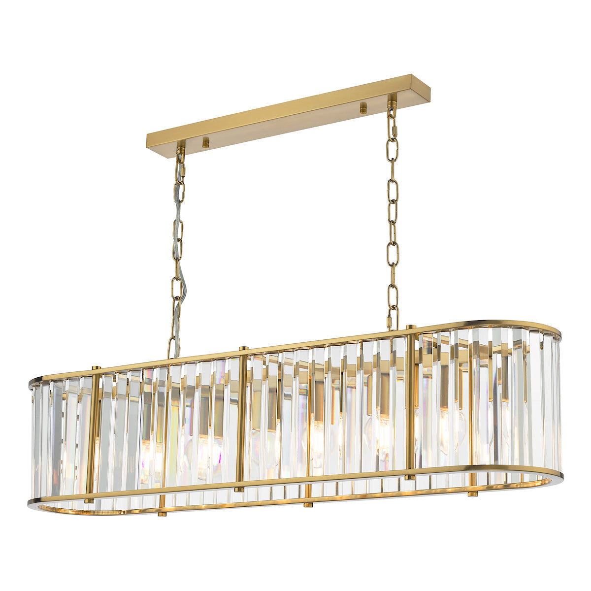 Freyza - Dar Kiran 7 Light Bar Pendant Natural Brass and Glass