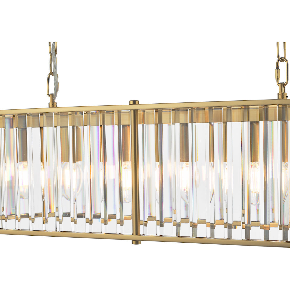 Freyza - Dar Kiran 7 Light Bar Pendant Natural Brass and Glass