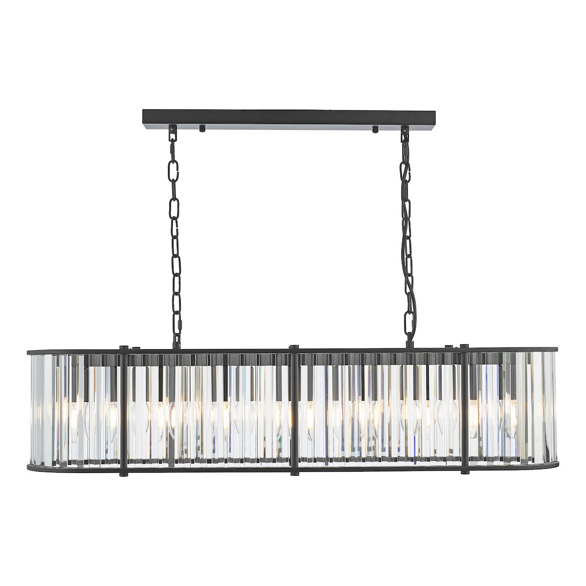 Freyza - Dar Kiran 7 Light Bar Pendant Satin Black and Glass