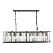 Freyza - Dar Kiran 7 Light Bar Pendant Satin Black and Glass