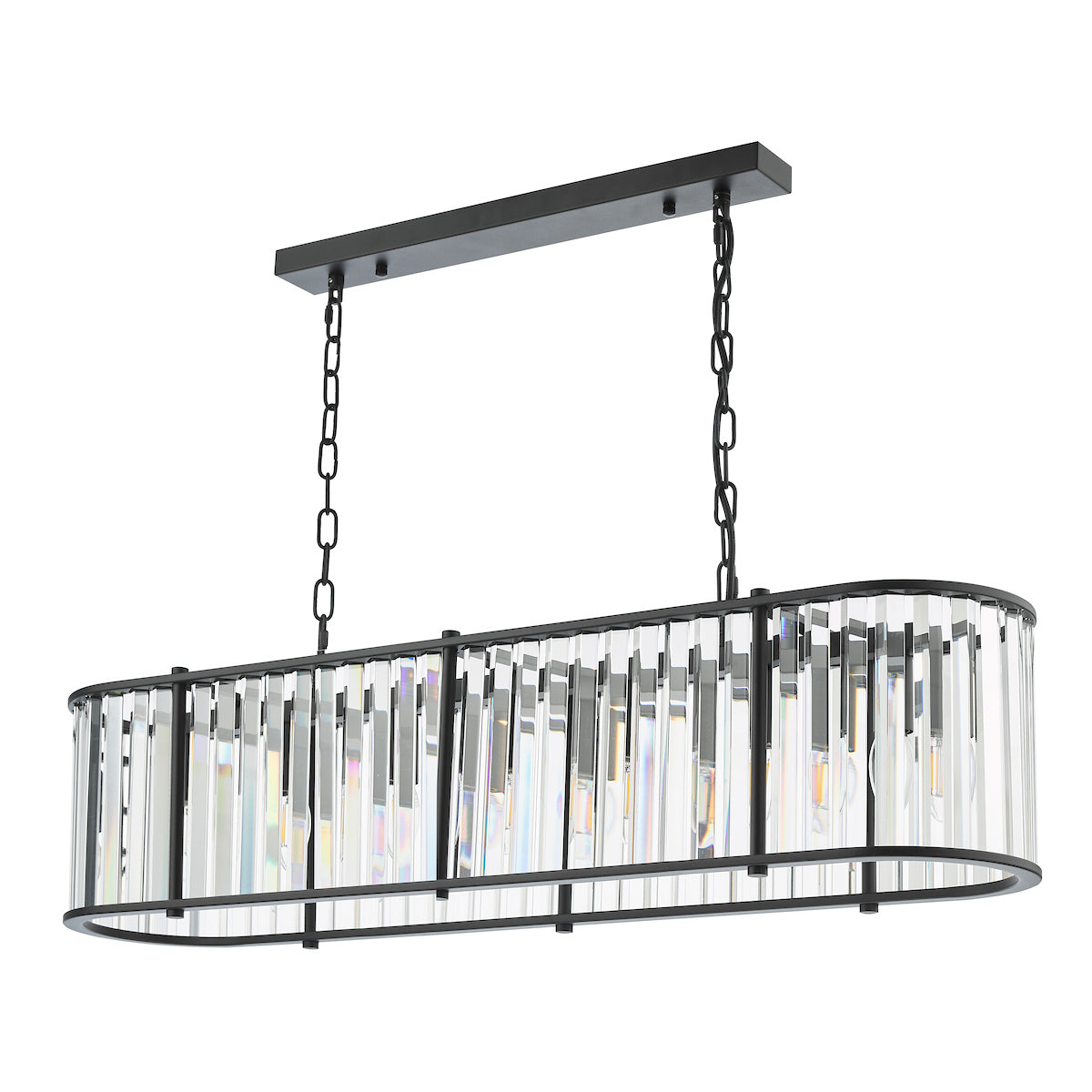 Freyza - Dar Kiran 7 Light Bar Pendant Satin Black and Glass