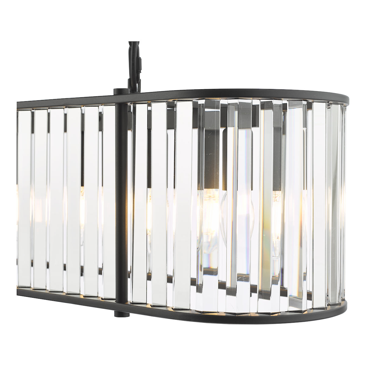 Freyza - Dar Kiran 7 Light Bar Pendant Satin Black and Glass