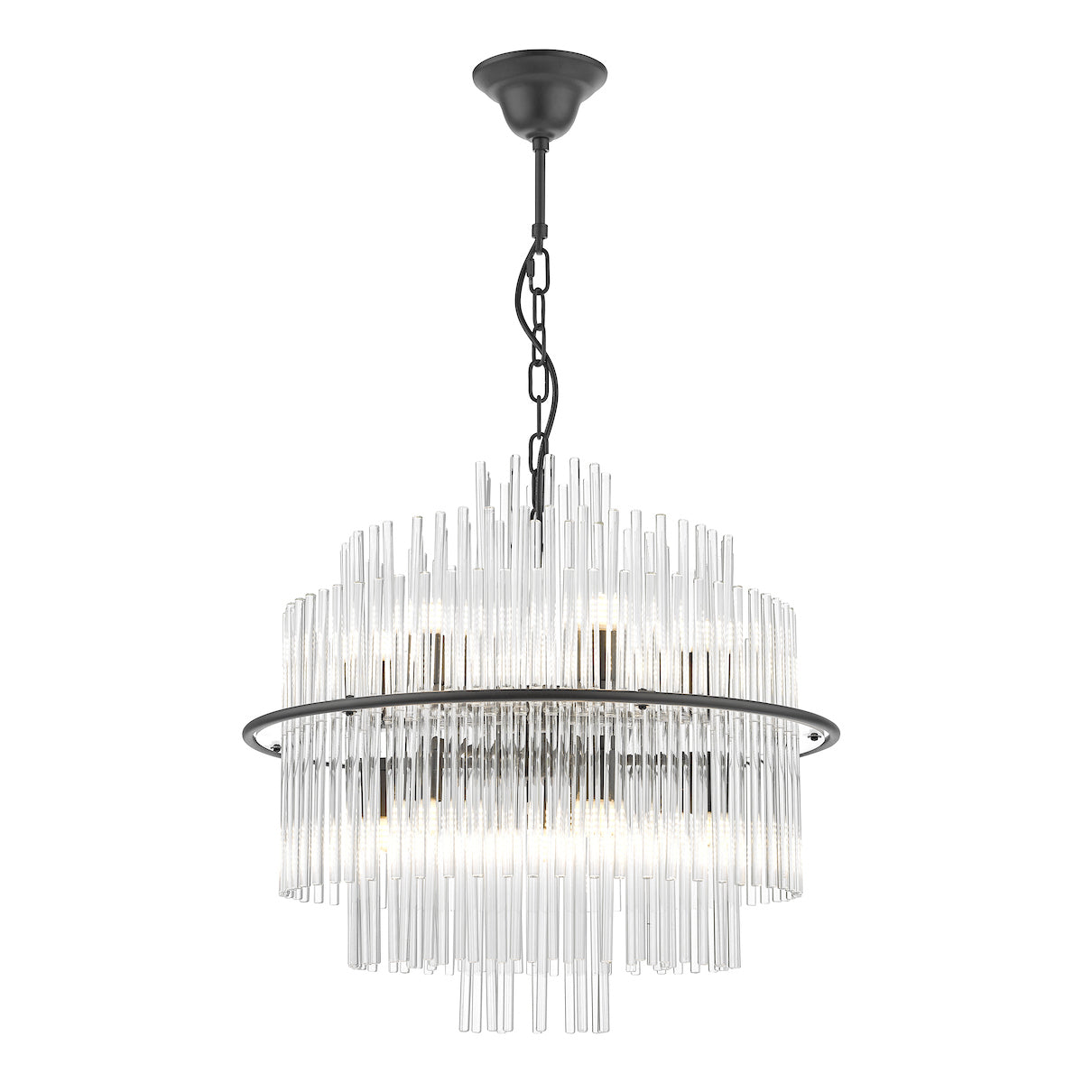 Freyza - Lustre suspendu Dar Lukas noir satiné