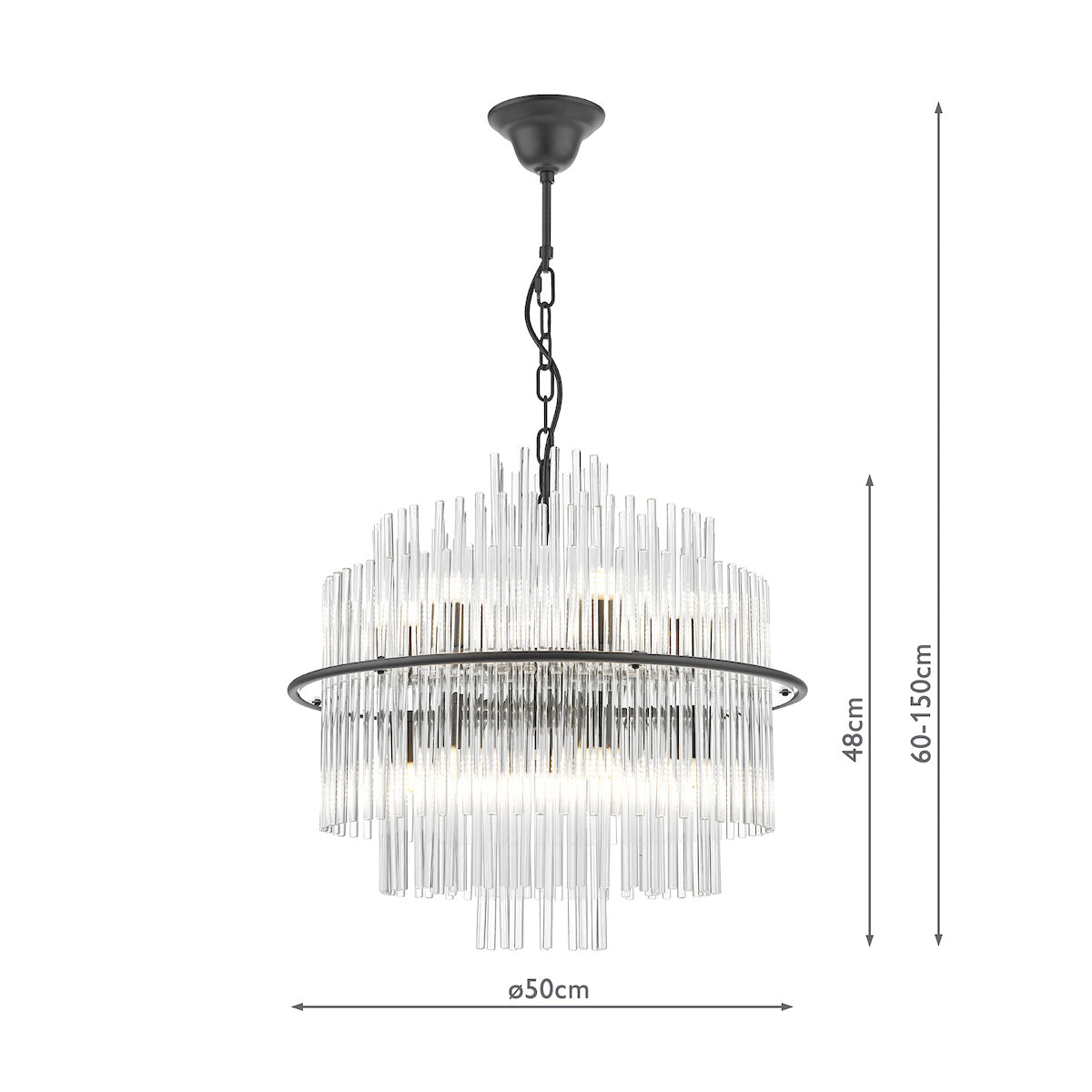 Freyza - Lustre suspendu Dar Lukas noir satiné