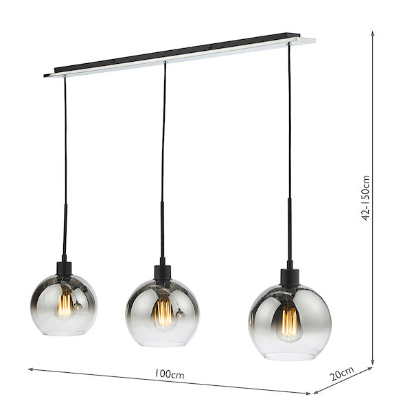 LyciaBar | Elegant Adjustable 3-Light Pendant with Ombre Glass Globes 8