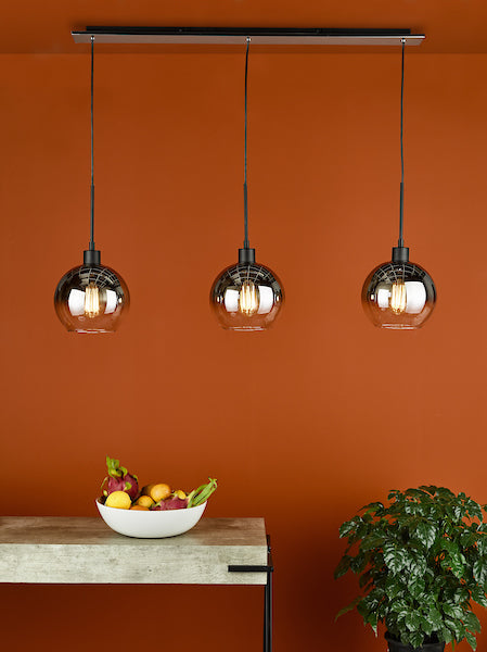 LyciaBar | Elegant Adjustable 3-Light Pendant with Ombre Glass Globes 2