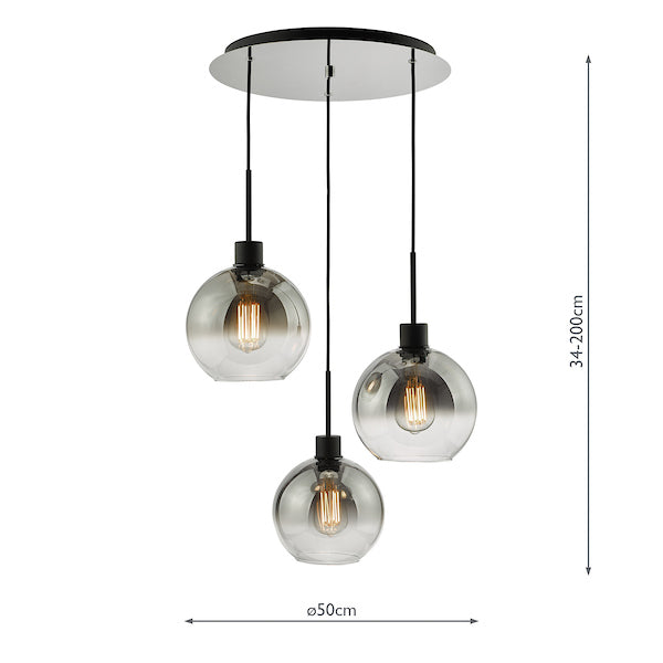 LyciaCluster | Elegant Adjustable 3-Light Pendant with Ombre Glass 5