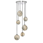Freyza - Dar Mikara 6lt Cluster Pendant Planet Glass & Polished Chrome