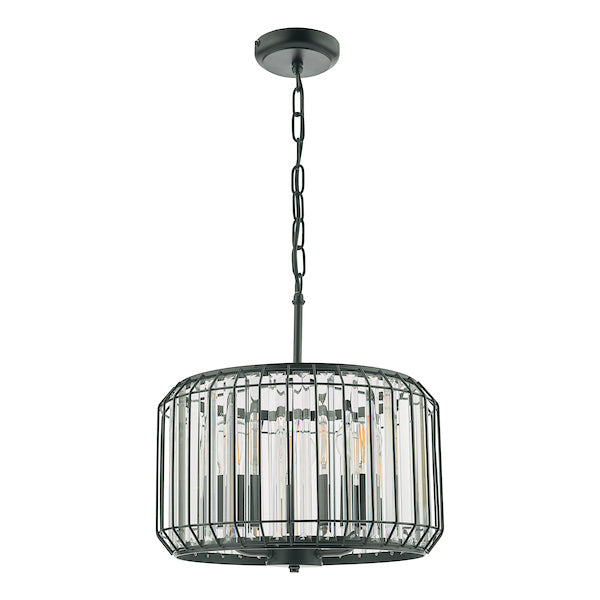 Suspension 3 lumières Freyza – Dar Naeva, noir mat et cristal