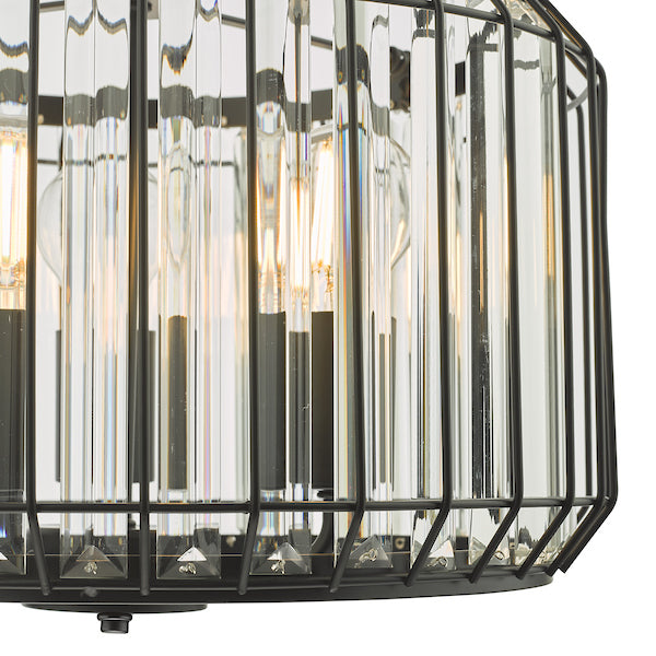 Suspension 3 lumières Freyza – Dar Naeva, noir mat et cristal