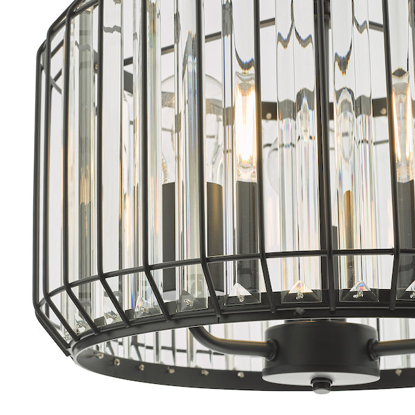 Suspension 3 lumières Freyza – Dar Naeva, noir mat et cristal