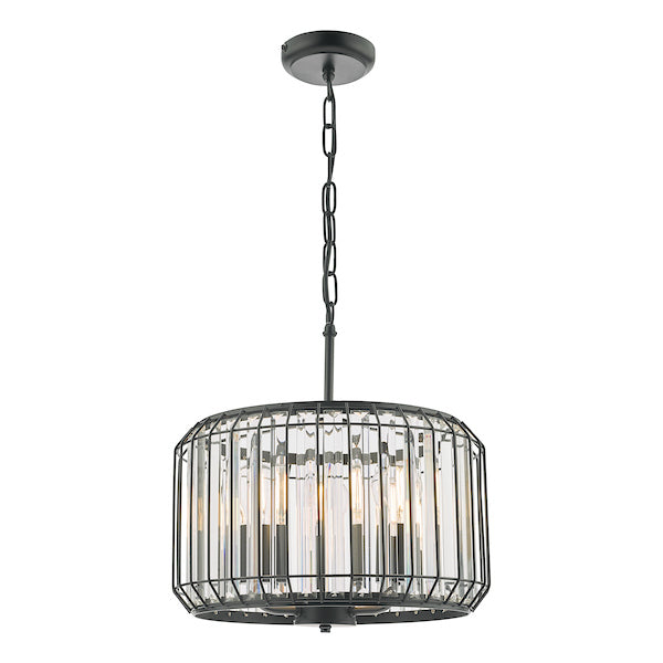 Suspension 3 lumières Freyza – Dar Naeva, noir mat et cristal