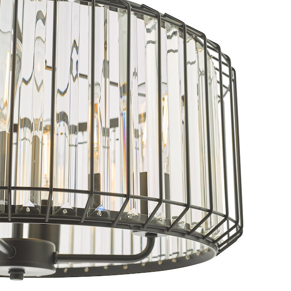 Freyza - Suspension à 4 lumières Dar Naeva noir mat et cristal