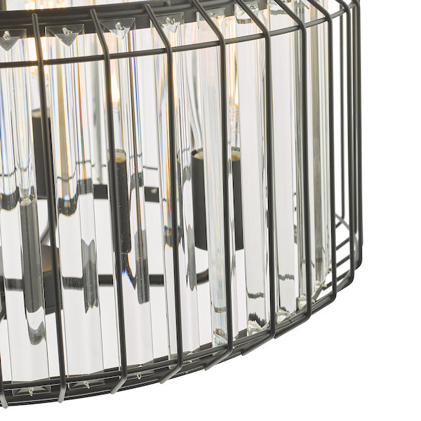 Freyza - Suspension à 4 lumières Dar Naeva noir mat et cristal