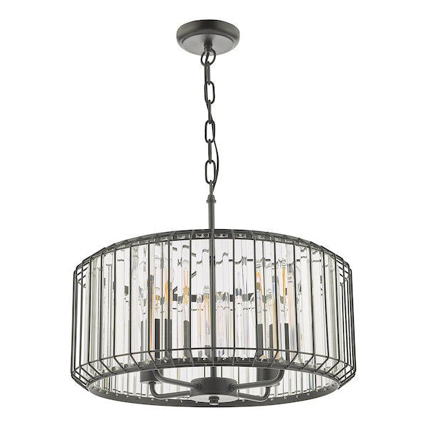 Freyza - Suspension à 4 lumières Dar Naeva noir mat et cristal