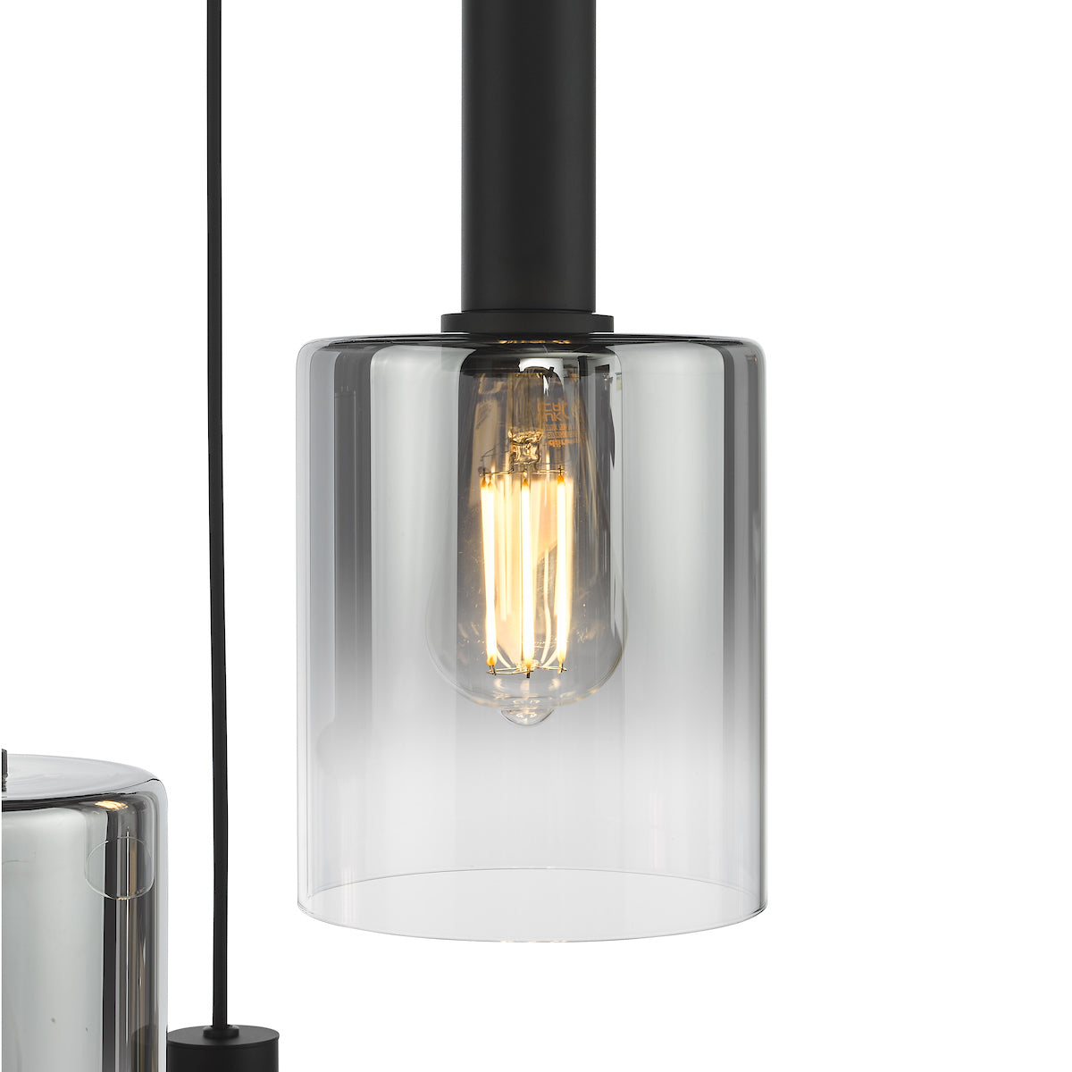 Freyza - Dar Savannah 3 Light Cluster Pendant Matt Black and Smoked Glass
