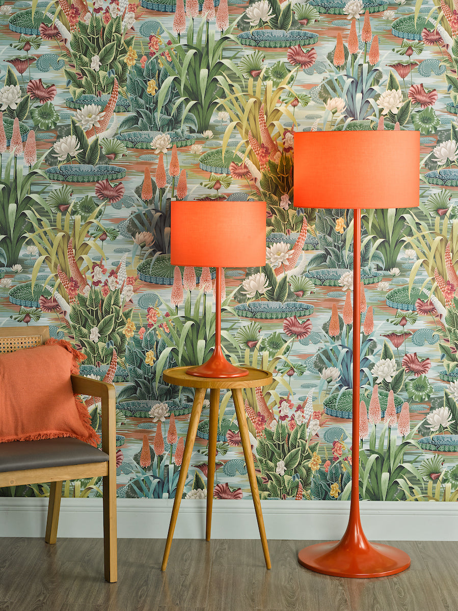 ToledoGlow | Vibrant Contemporary Satin Orange Floor Lamp 4