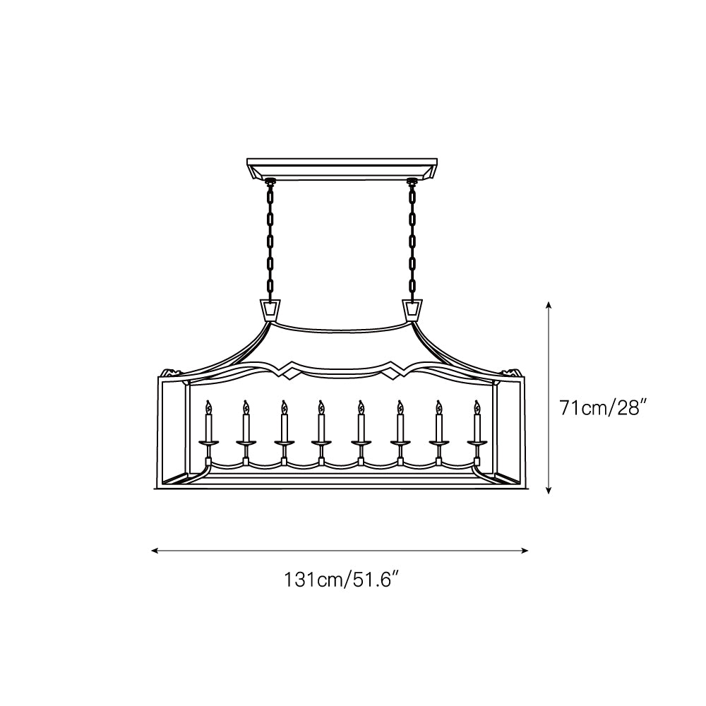 Freyza | Klassischer linearer Messing-Kronleuchter „Ripple“ – Esszimmer, Wohnzimmer