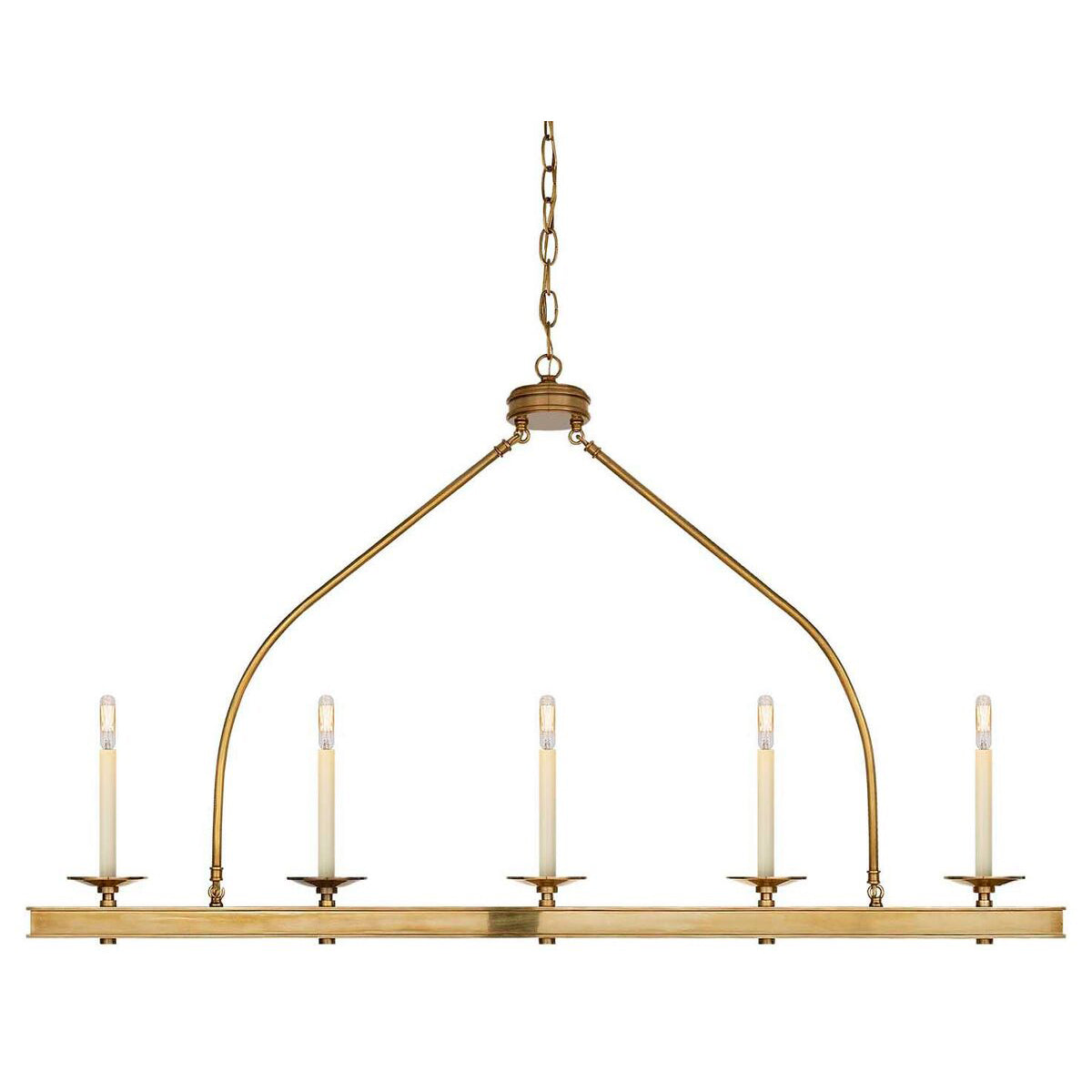Freyza | Klassischer linearer Messing-Kronleuchter „Ripple“ – Esszimmer, Wohnzimmer