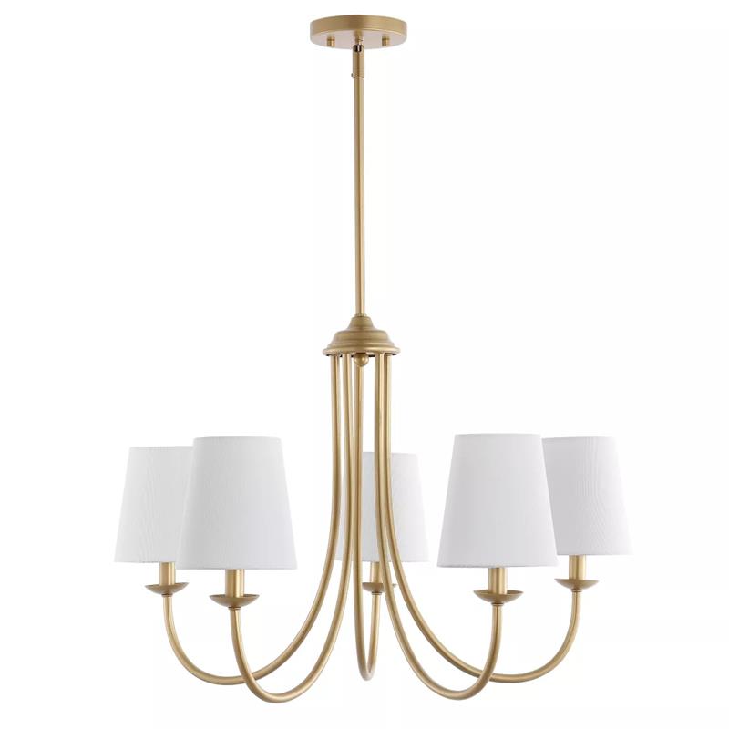 Freyza | Trill Vintage Industrial Brass Fabric Chandelier – Industrial Dining Room Living Room
