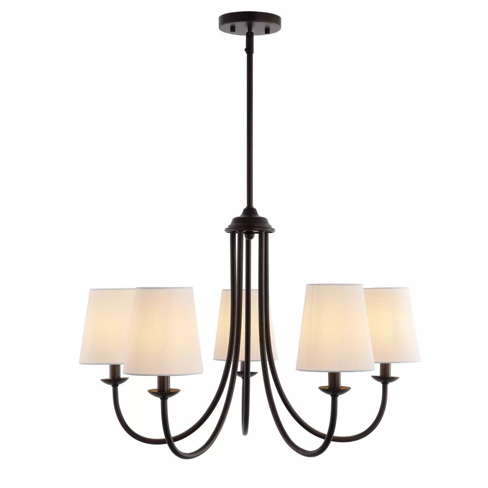Freyza | Trill Vintage Industrial Brass Fabric Chandelier – Industrial Dining Room Living Room