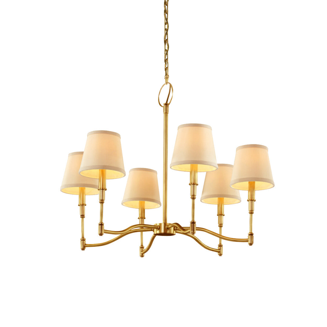 Freyza | Unfold Vintage Traditional Brass Fabric Chandelier – Vintage Dining Room Living Room
