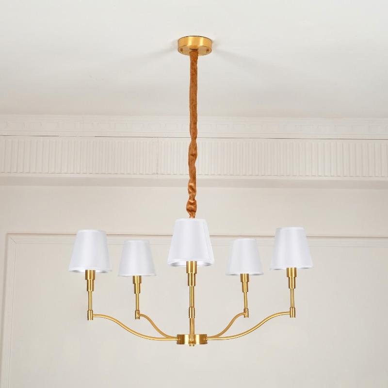 Freyza | Unfold Vintage Traditional Brass Fabric Chandelier – Vintage Dining Room Living Room