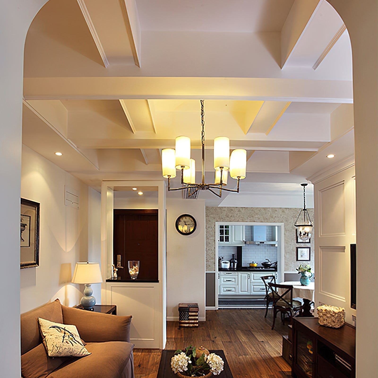 Freyza | Unfold Vintage Traditional Brass Fabric Chandelier – Vintage Dining Room Living Room