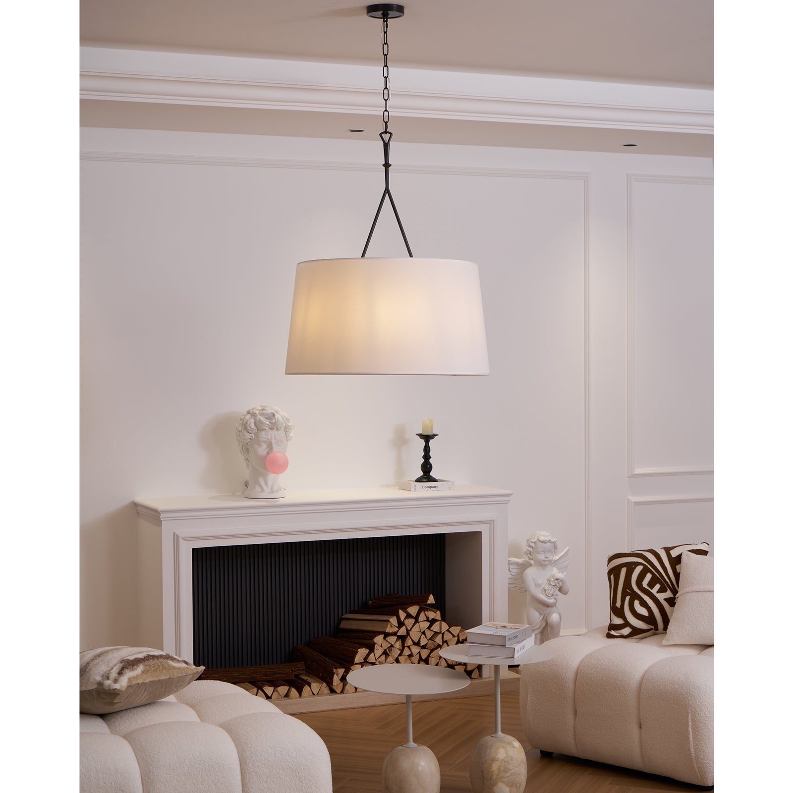 Freyza | Wink Brass Fabric Brass Fabric Pendant Light – Kitchen Dining Room