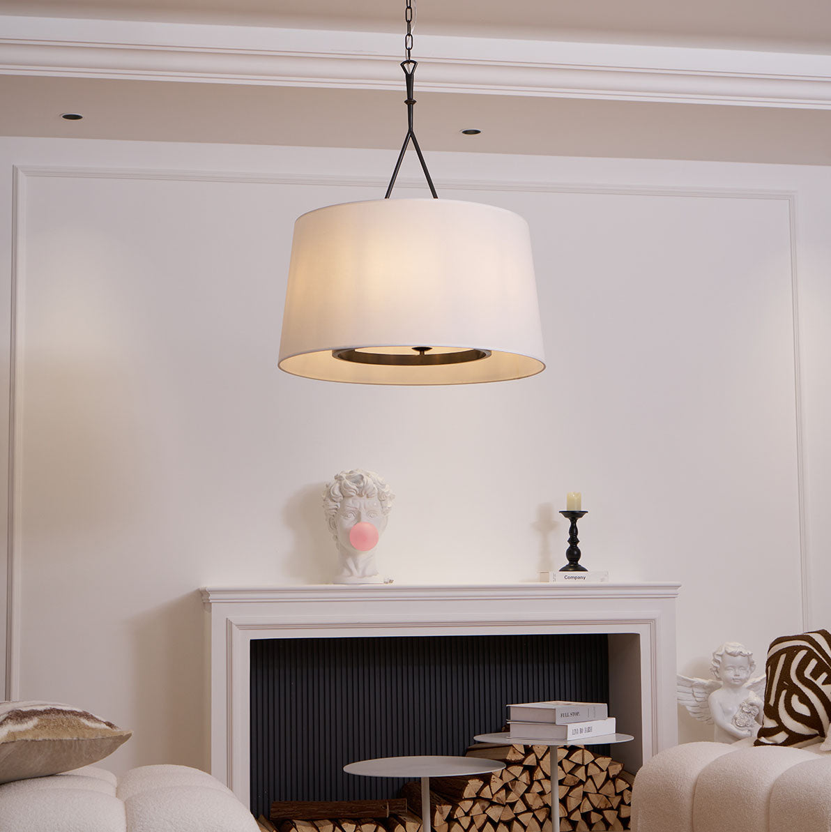 Freyza | Wink Brass Fabric Brass Fabric Pendant Light – Kitchen Dining Room