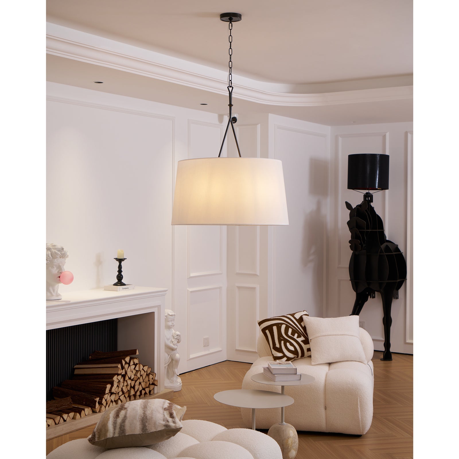 Freyza | Wink Brass Fabric Brass Fabric Pendant Light – Kitchen Dining Room