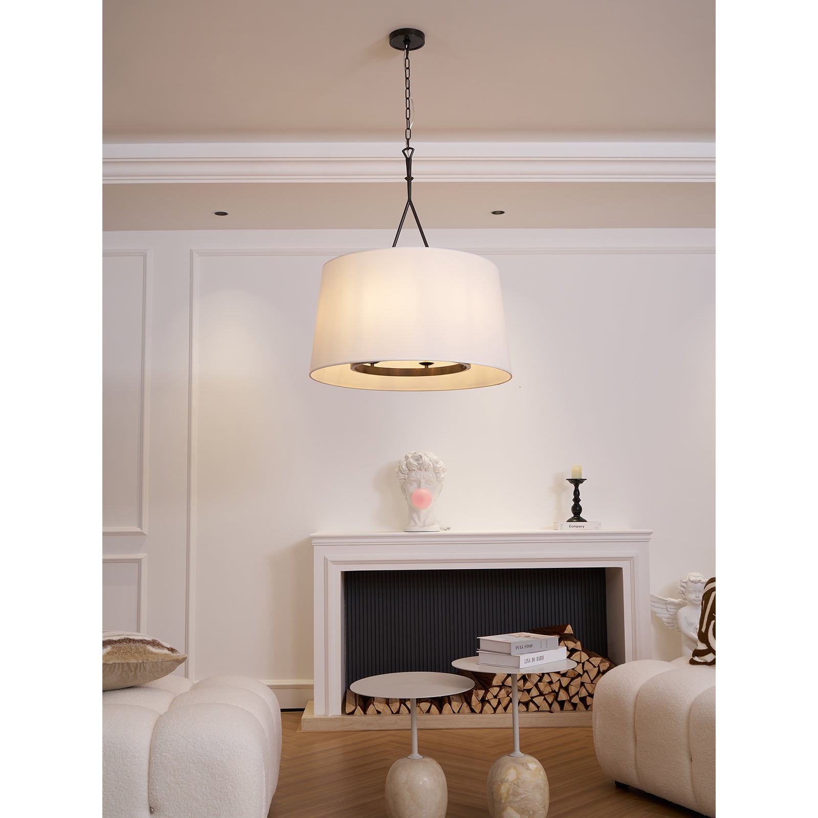 Freyza | Wink Brass Fabric Brass Fabric Pendant Light – Kitchen Dining Room
