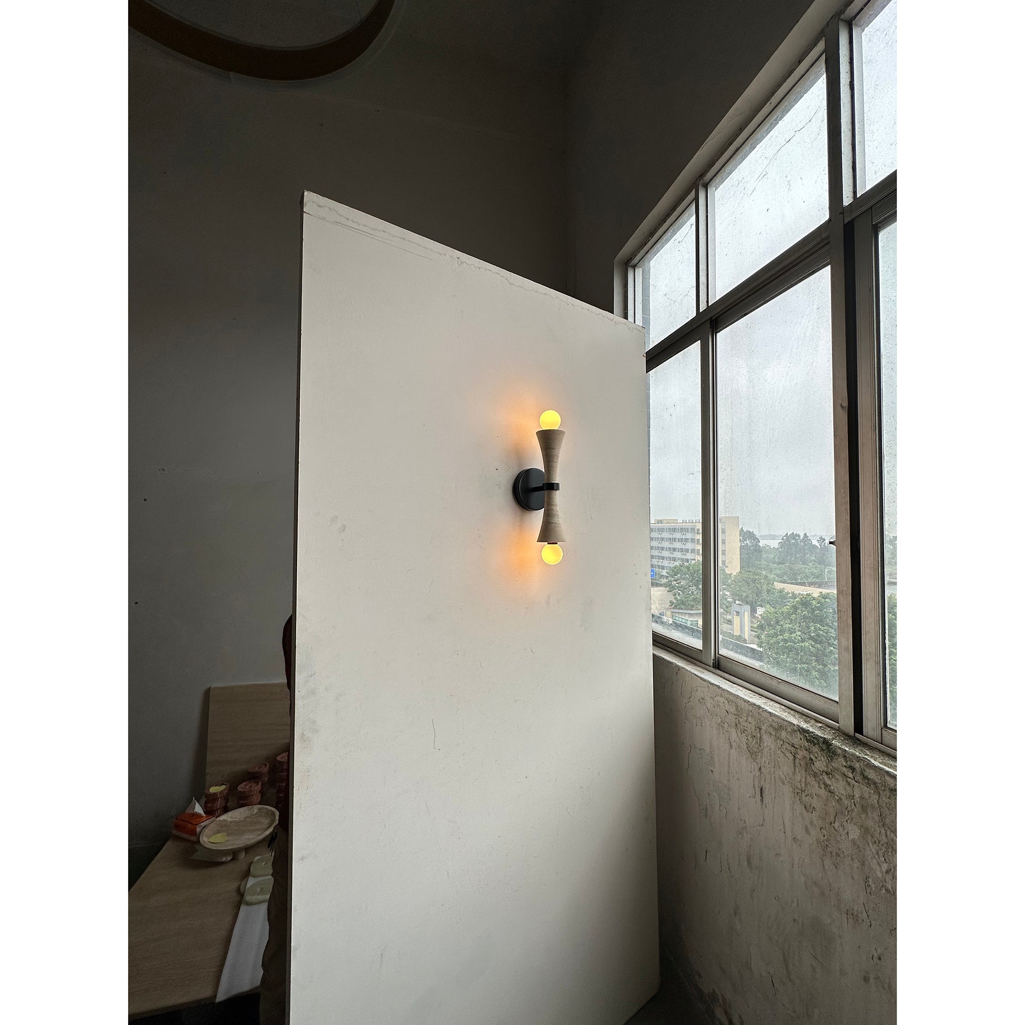 Freyza | Aura Travertine Glass Glass Wall Light – Bedroom Hallway