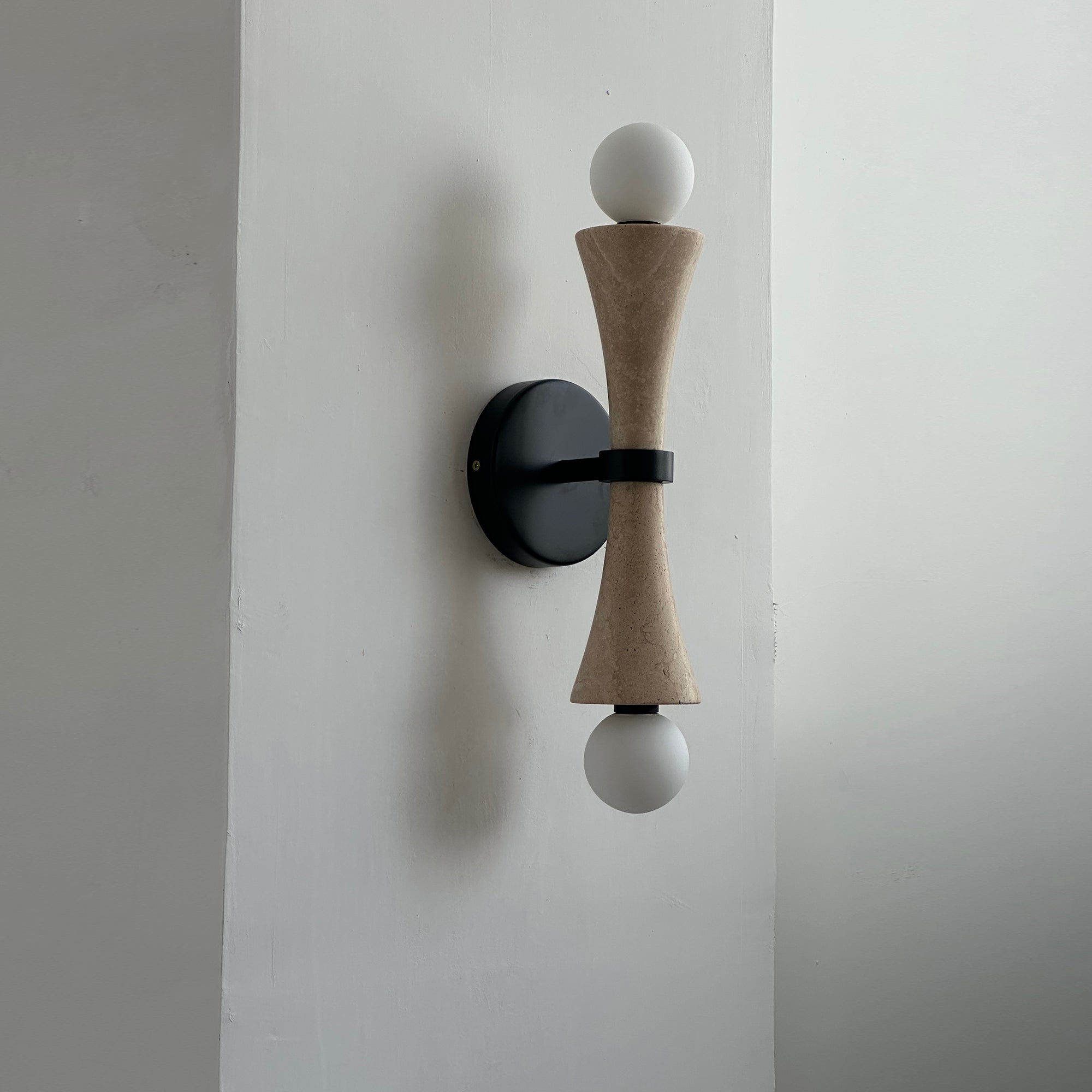 Freyza | Aura Travertine Glass Glass Wall Light – Bedroom Hallway