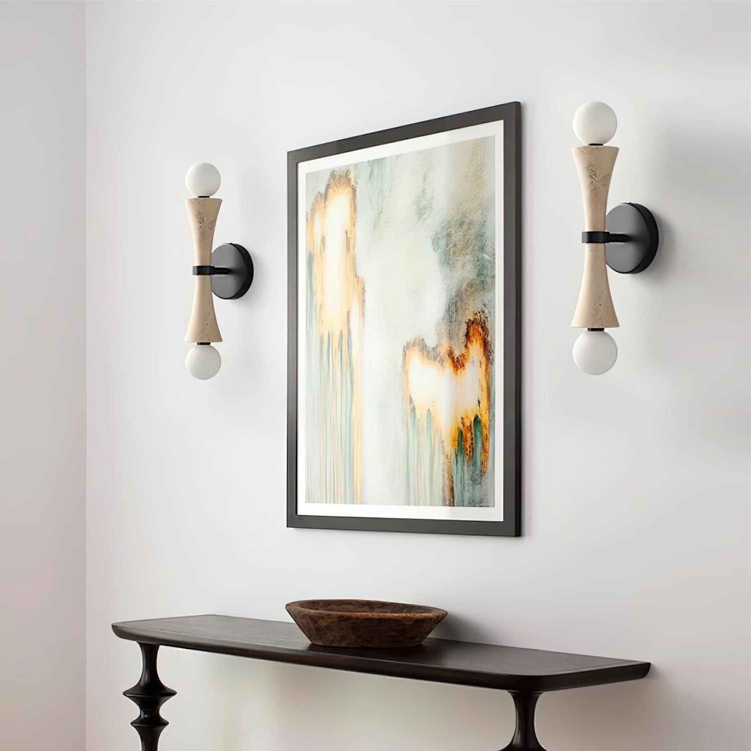 Freyza | Aura Travertine Glass Glass Wall Light – Bedroom Hallway