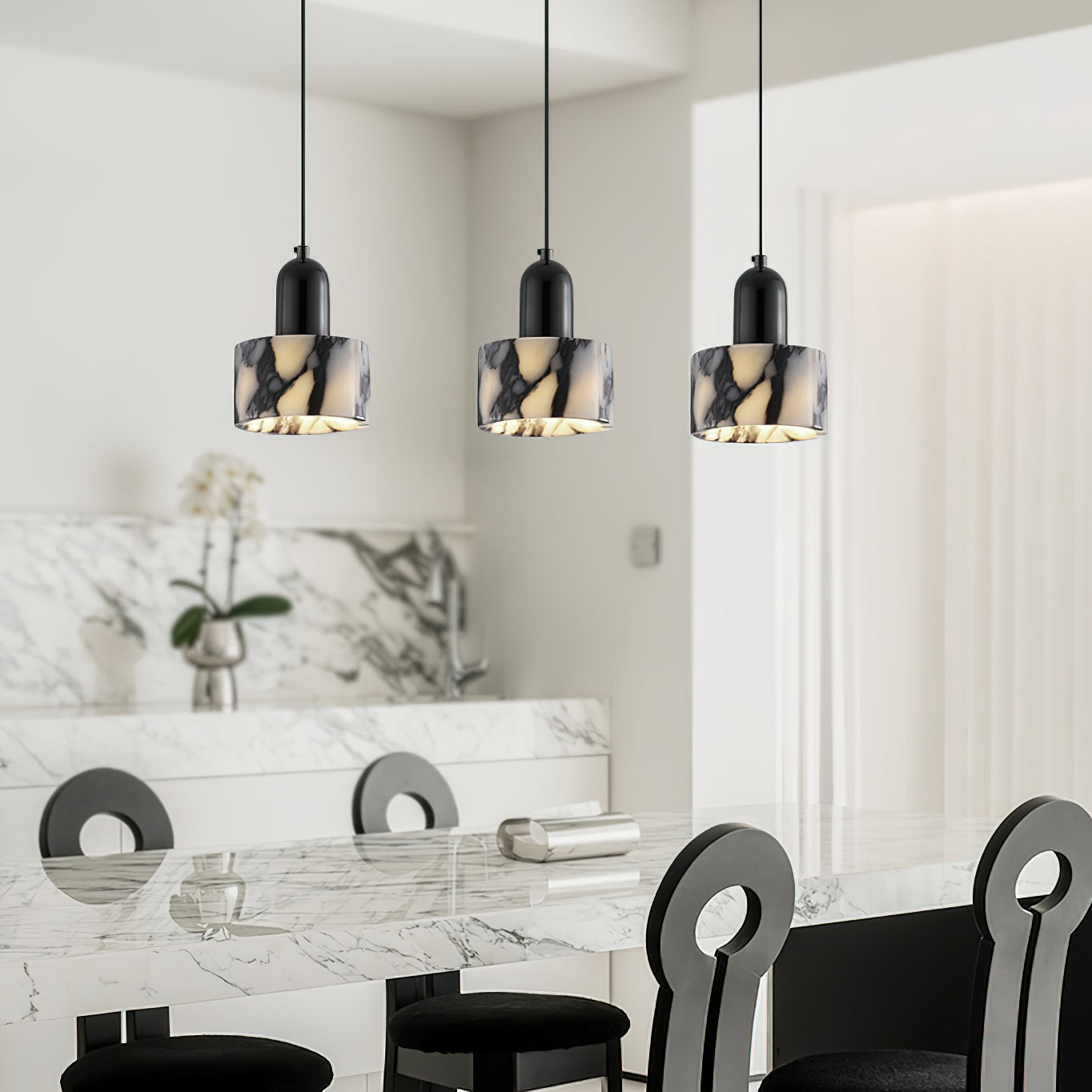 Suspension en marbre Freyza | Flair – Luminaire suspendu en marbre pour cuisine et salle à manger