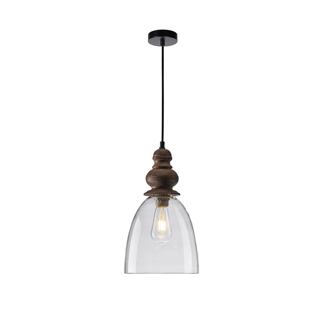 Freyza | Inert Wooden Glass Glass Wood Pendant Light – Kitchen Dining Room