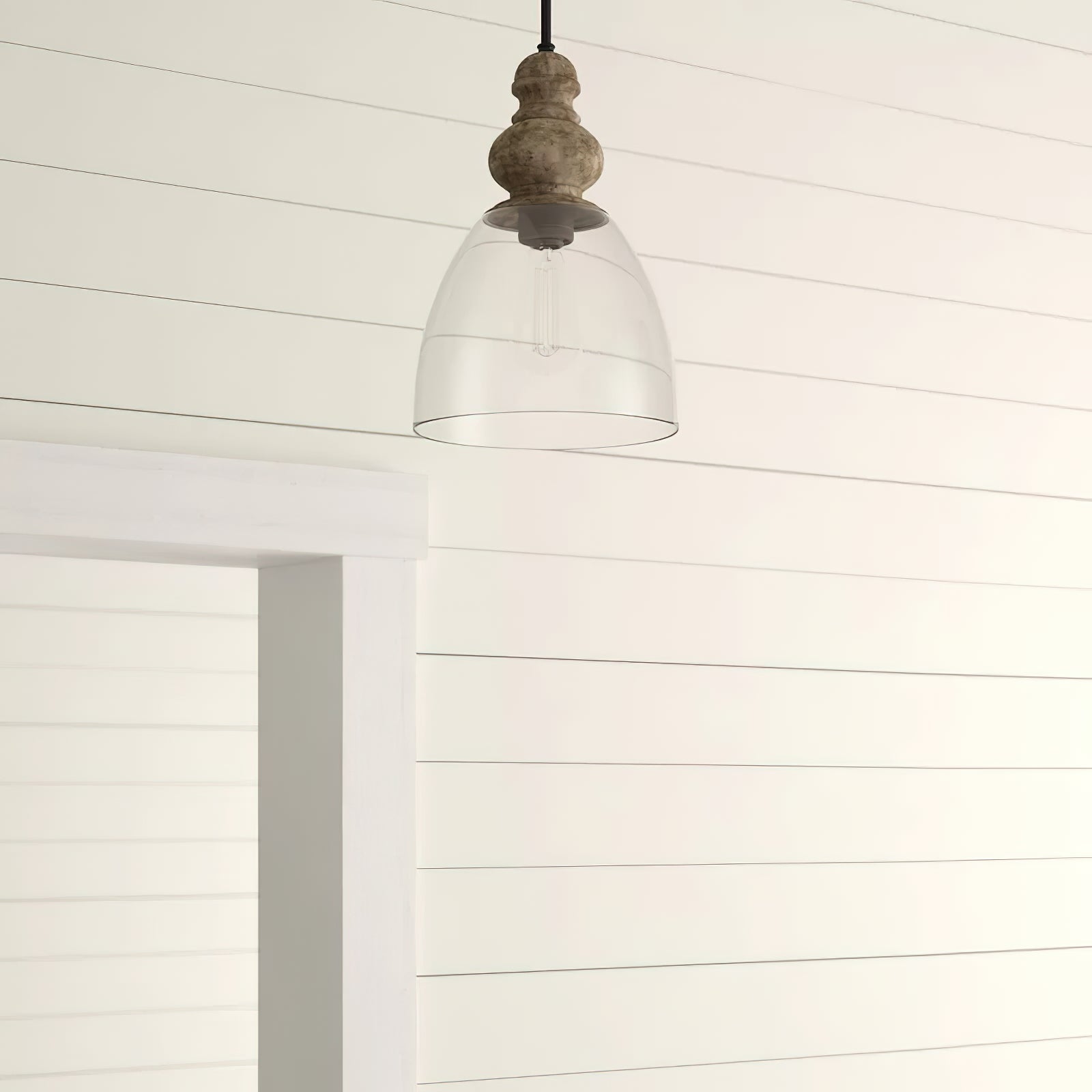 Freyza | Inert Wooden Glass Glass Wood Pendant Light – Kitchen Dining Room