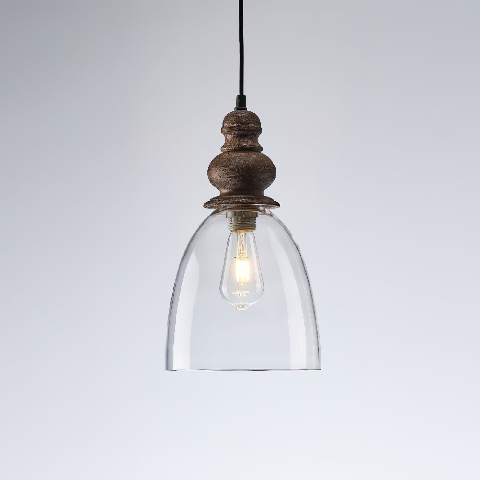Freyza | Inert Wooden Glass Glass Wood Pendant Light – Kitchen Dining Room