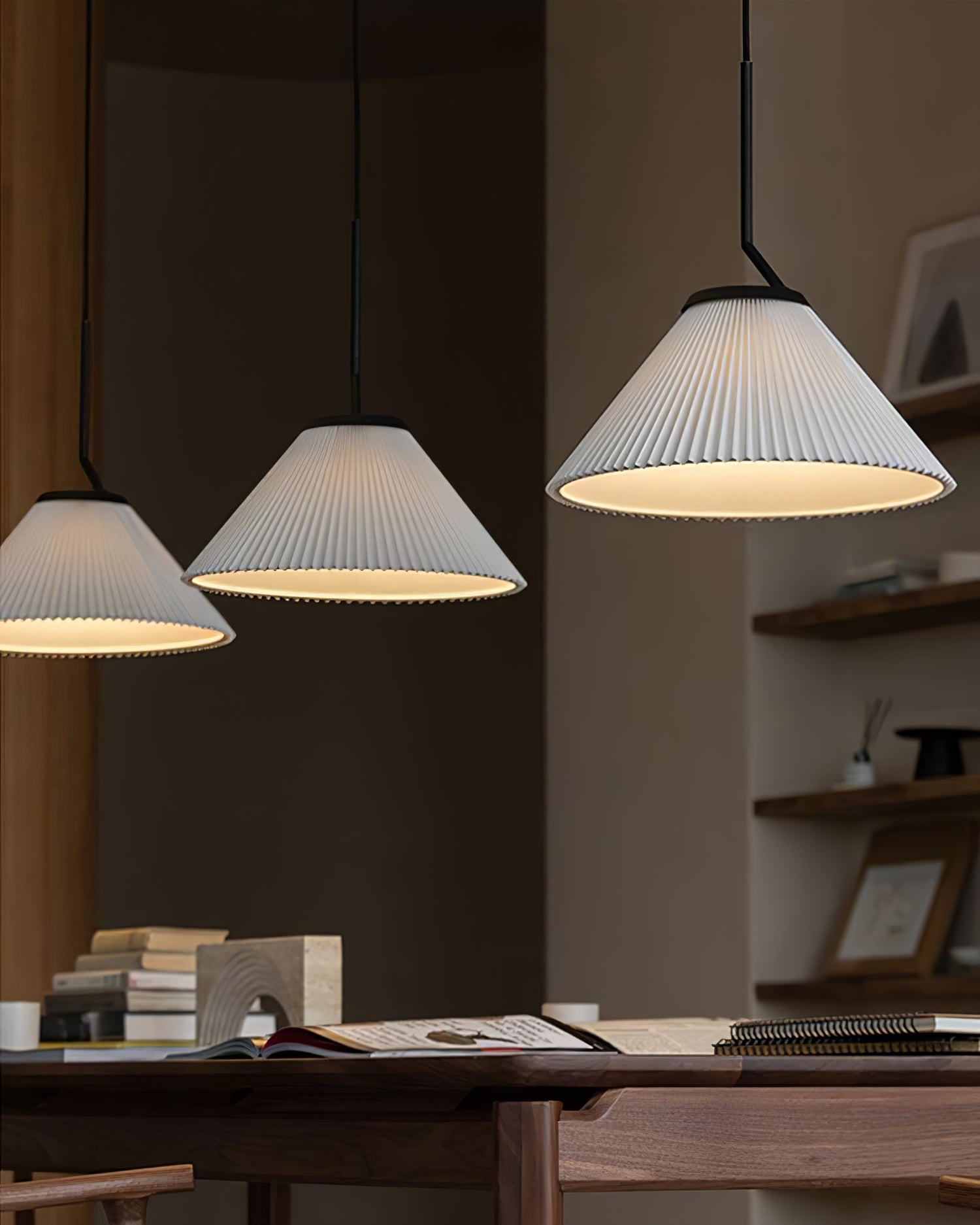 Freyza | Knell Pleated Black Black Pendant Light – Kitchen Dining Room