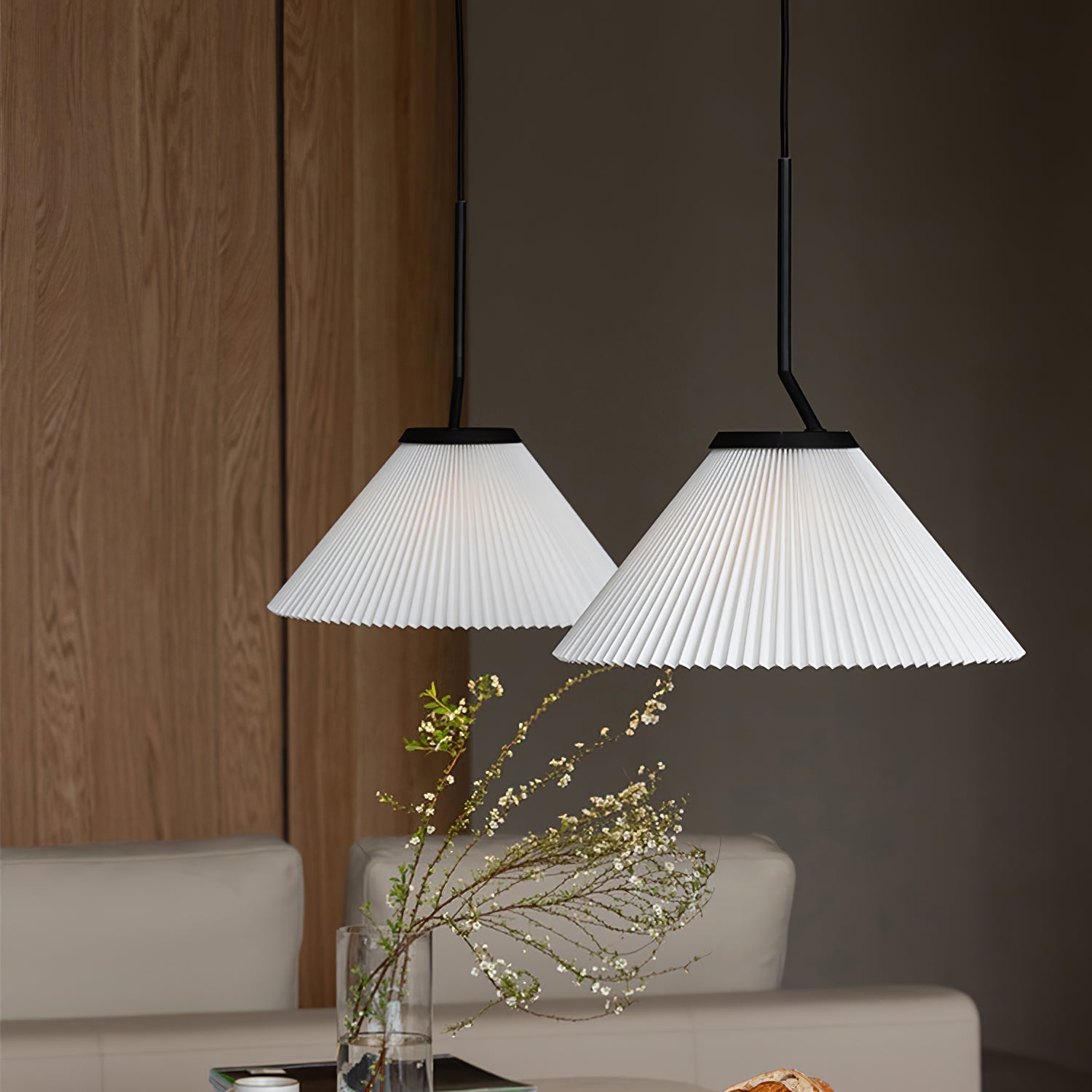 Freyza | Knell Pleated Black Black Pendant Light – Kitchen Dining Room