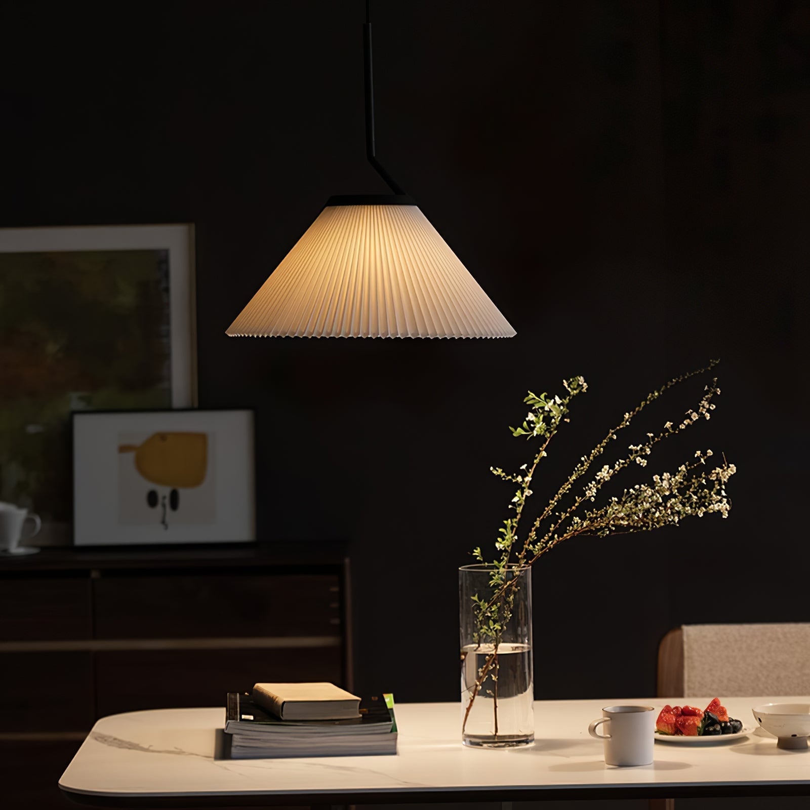 Freyza | Knell Pleated Black Black Pendant Light – Kitchen Dining Room