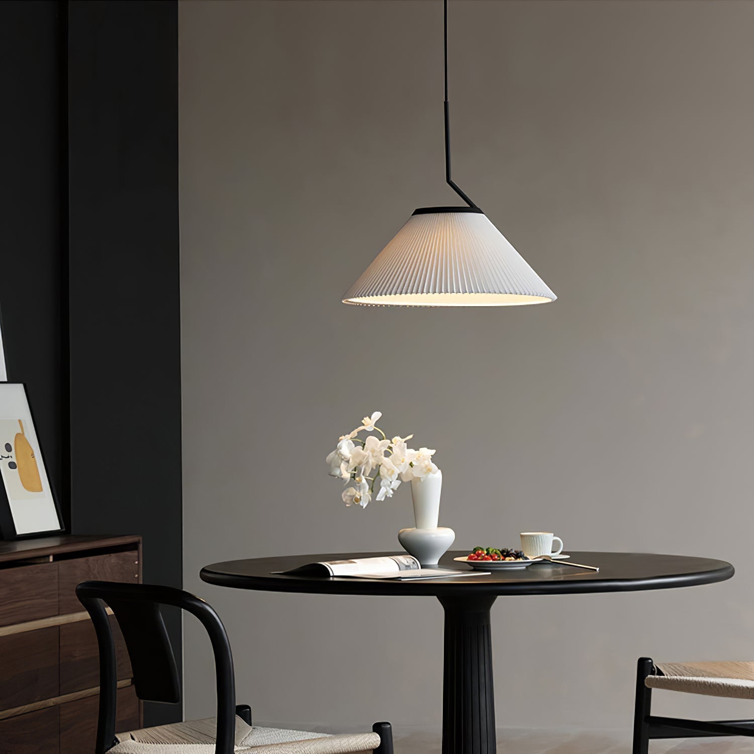 Freyza | Knell Pleated Black Black Pendant Light – Kitchen Dining Room