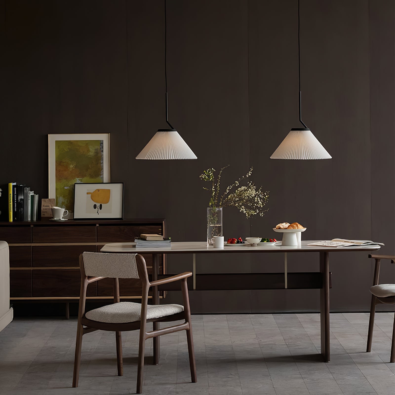 Freyza | Knell Pleated Black Black Pendant Light – Kitchen Dining Room