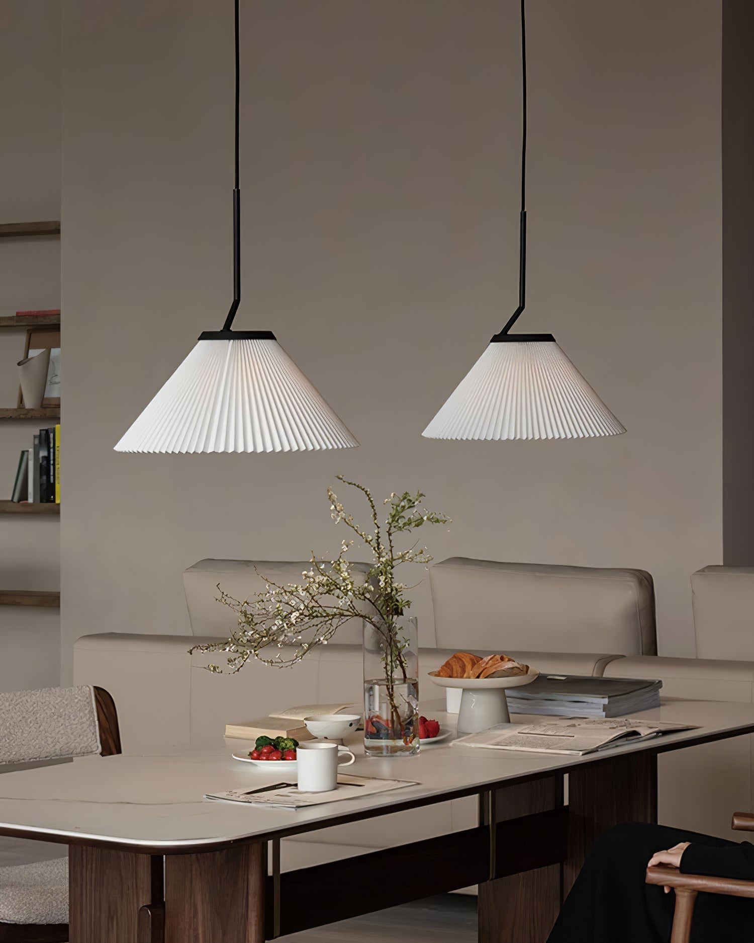 Freyza | Knell Pleated Black Black Pendant Light – Kitchen Dining Room