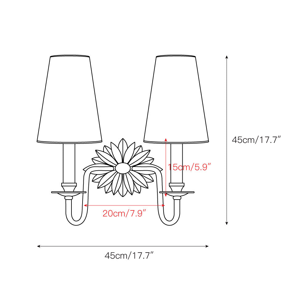 Freyza | Nimb Elegance Doppel-Wandleuchte aus Messing und Stoff – Schlafzimmer, Flur