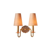 Freyza | Nimb Elegance Doppel-Wandleuchte aus Messing und Stoff – Schlafzimmer, Flur