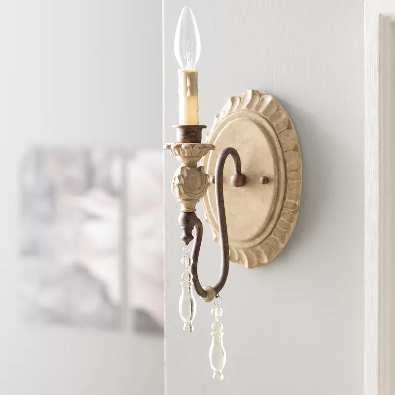 Freyza | Quell Vintage Industrial Wood Antique Wall Light – Industrial Bedroom Hallway